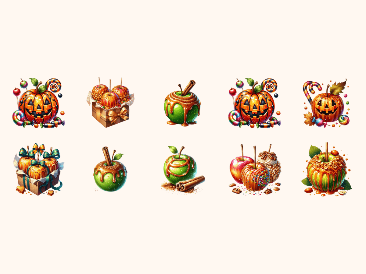 Caramel Apples Clipart All Bundles Clipart Line Art - WondersArtist