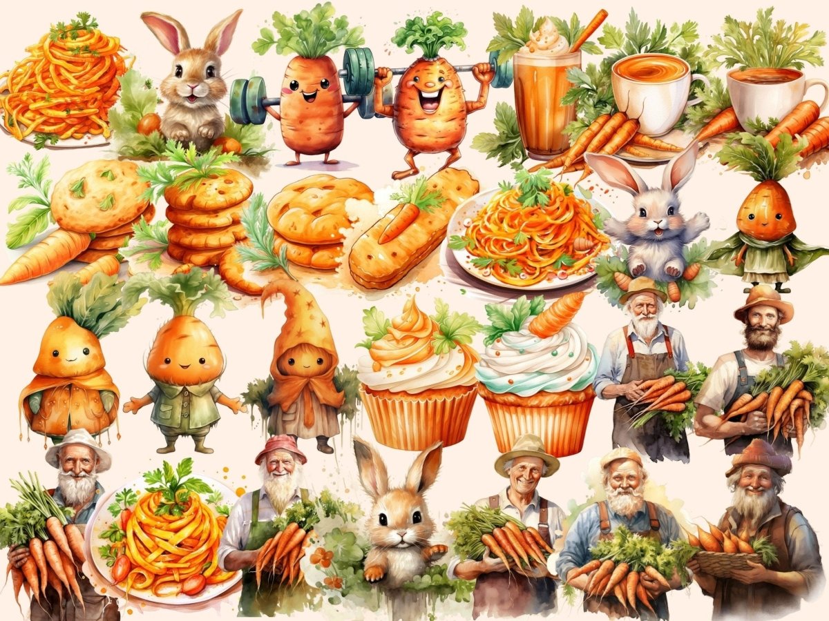 Carrots Watercolor Clipart carrot clip art - Wonders Artist