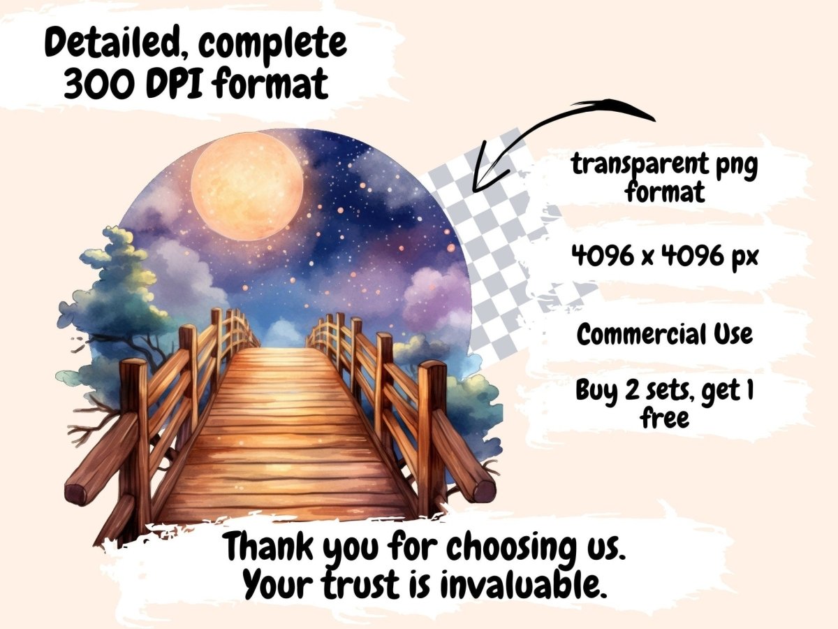 Celestial Bridges Watercolor Clipart bridge clipart - Wonders Artist