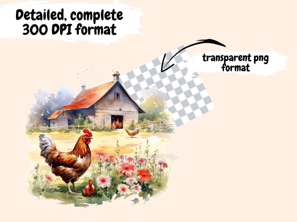 Chickens Watercolor Clipart bird clipart - Wonders Artist