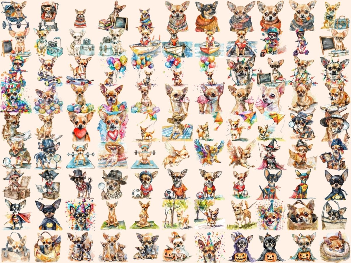 Chihuahuas Watercolor Clipart chihuahua clipart - Wonders Artist