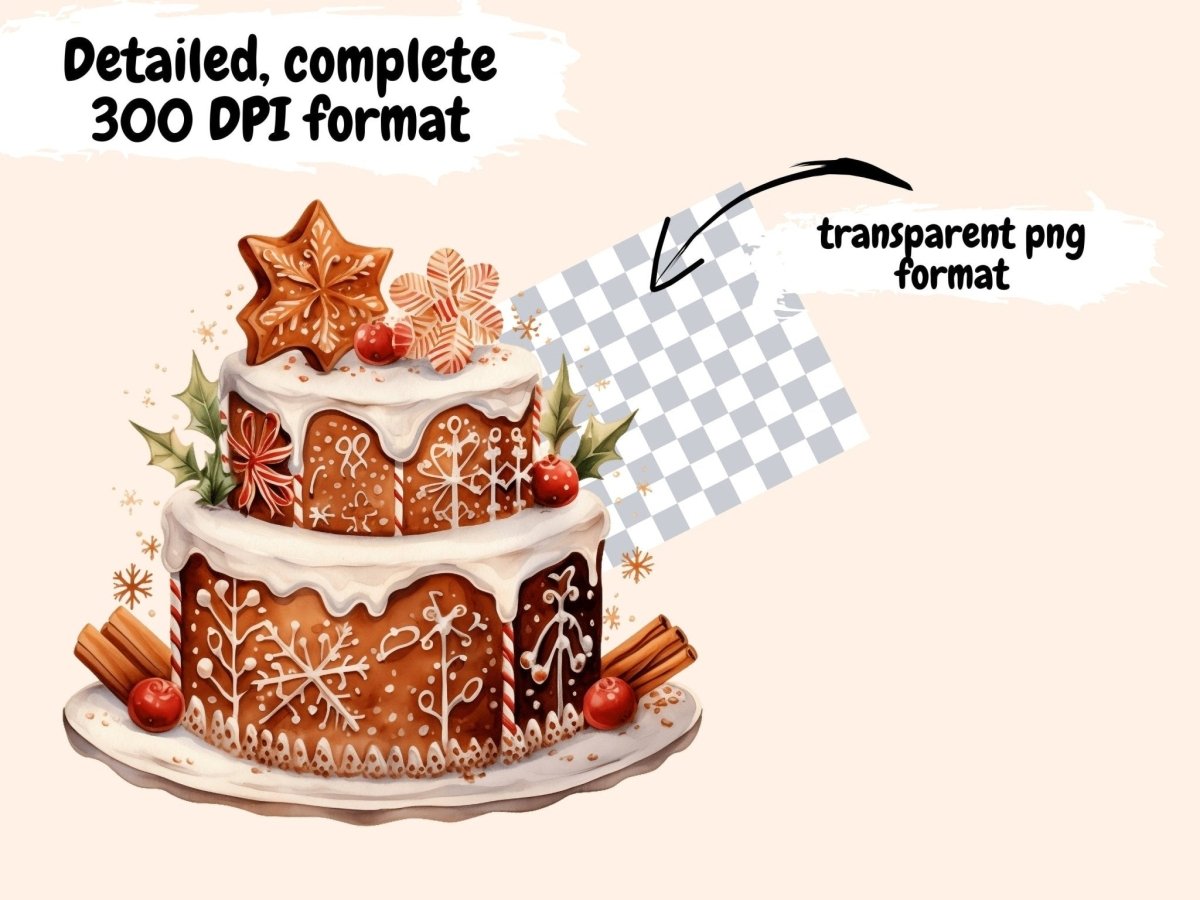 Christmas Cakes Watercolor Clipart cake clipart - Wonders Artist