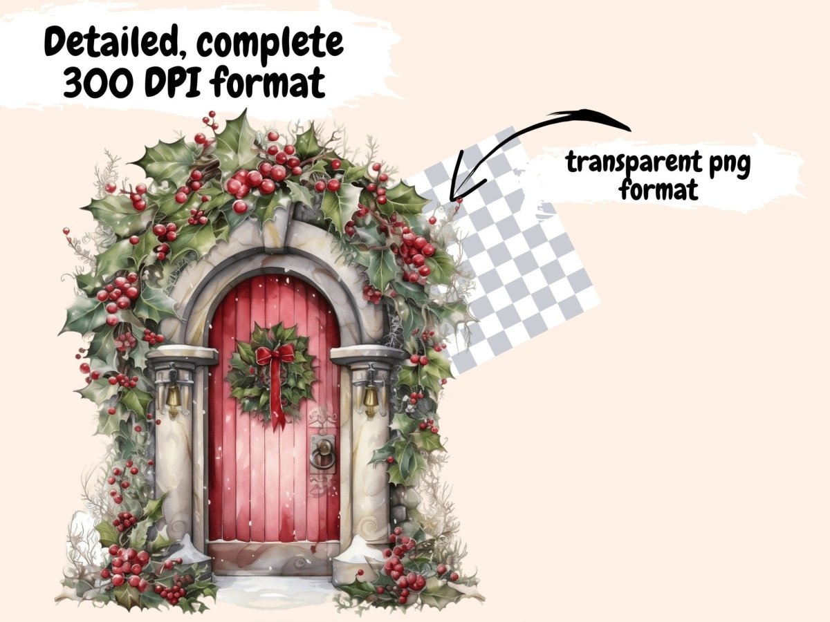 Christmas Doors Watercolor Clipart christmas clipart - Wonders Artist