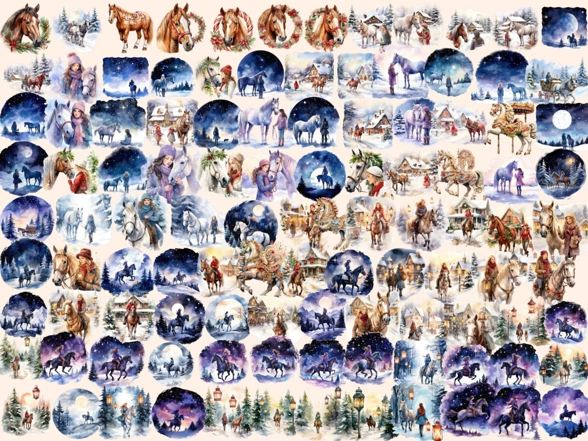 Christmas Horses Watercolor Clipart christmas horse png - Wonders Artist