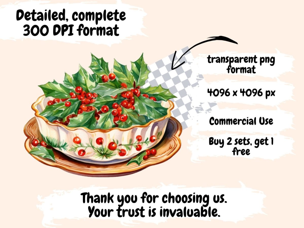 Christmas Kitchenware Watercolor Clipart christmas clipart - Wonders Artist