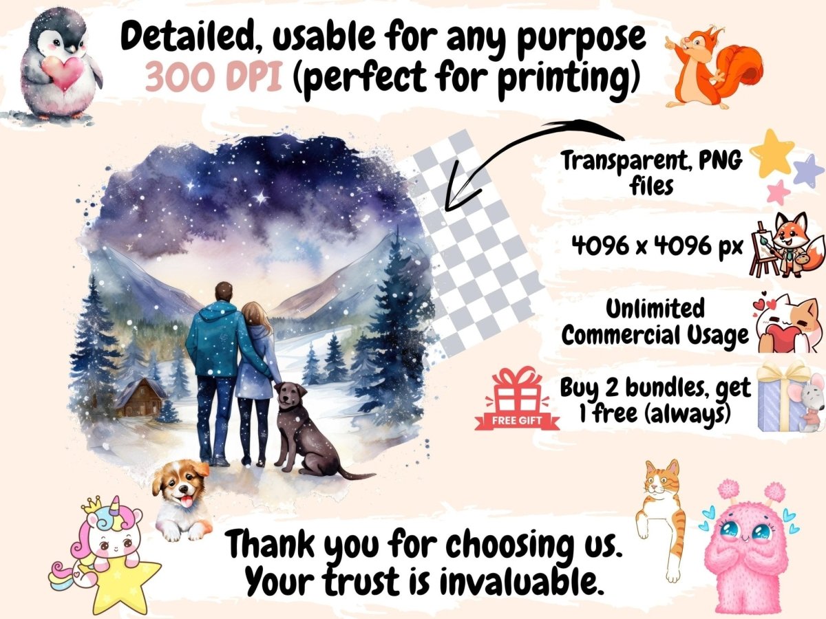 Christmas Landscapes Watercolor Clipart christmas background - Wonders Artist