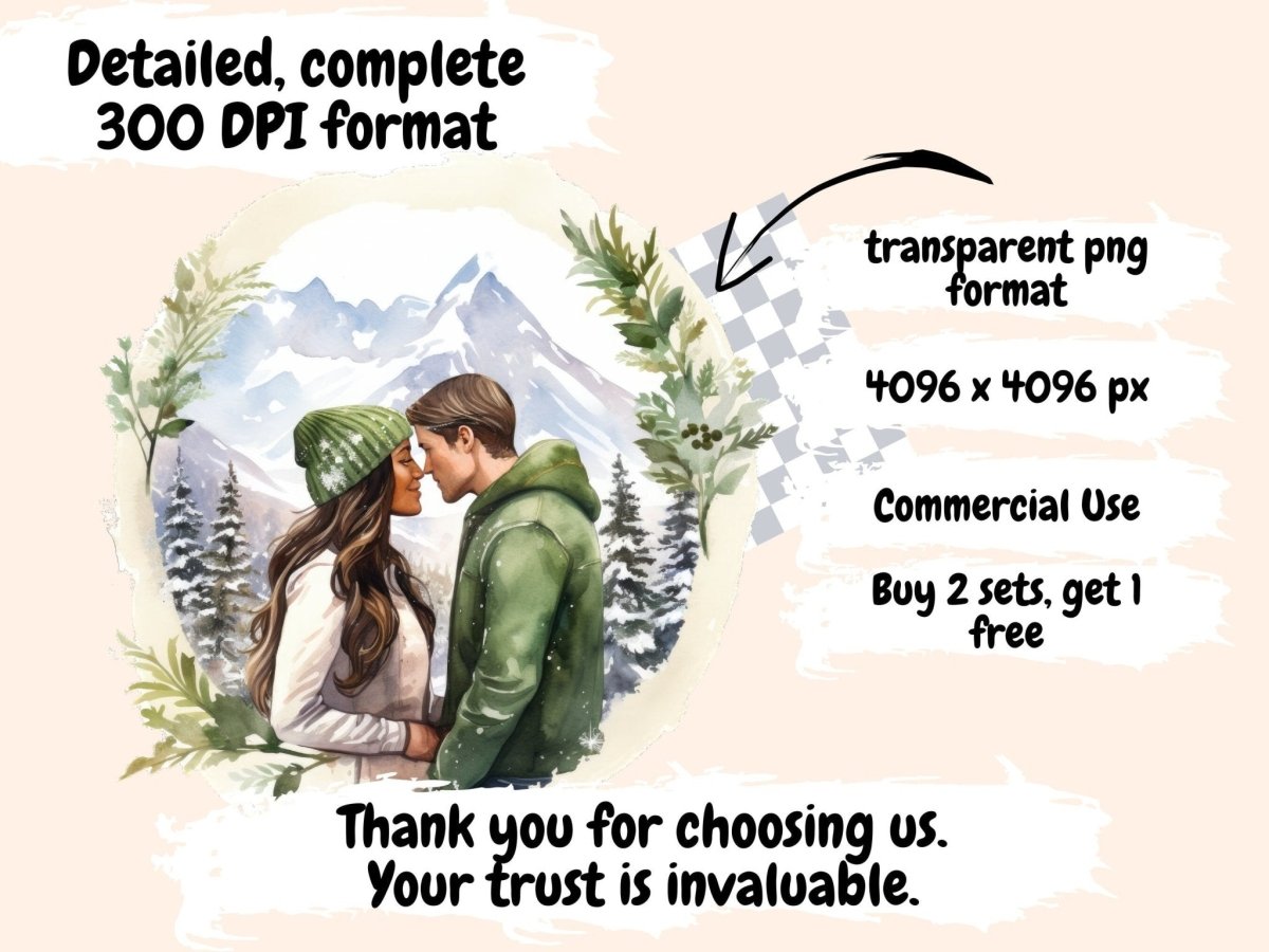 Christmas Mountains Watercolor Clipart christmas clipart - Wonders Artist