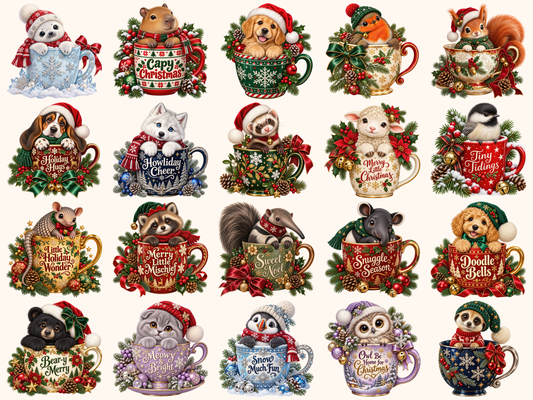 Christmas Mug Animals Clipart