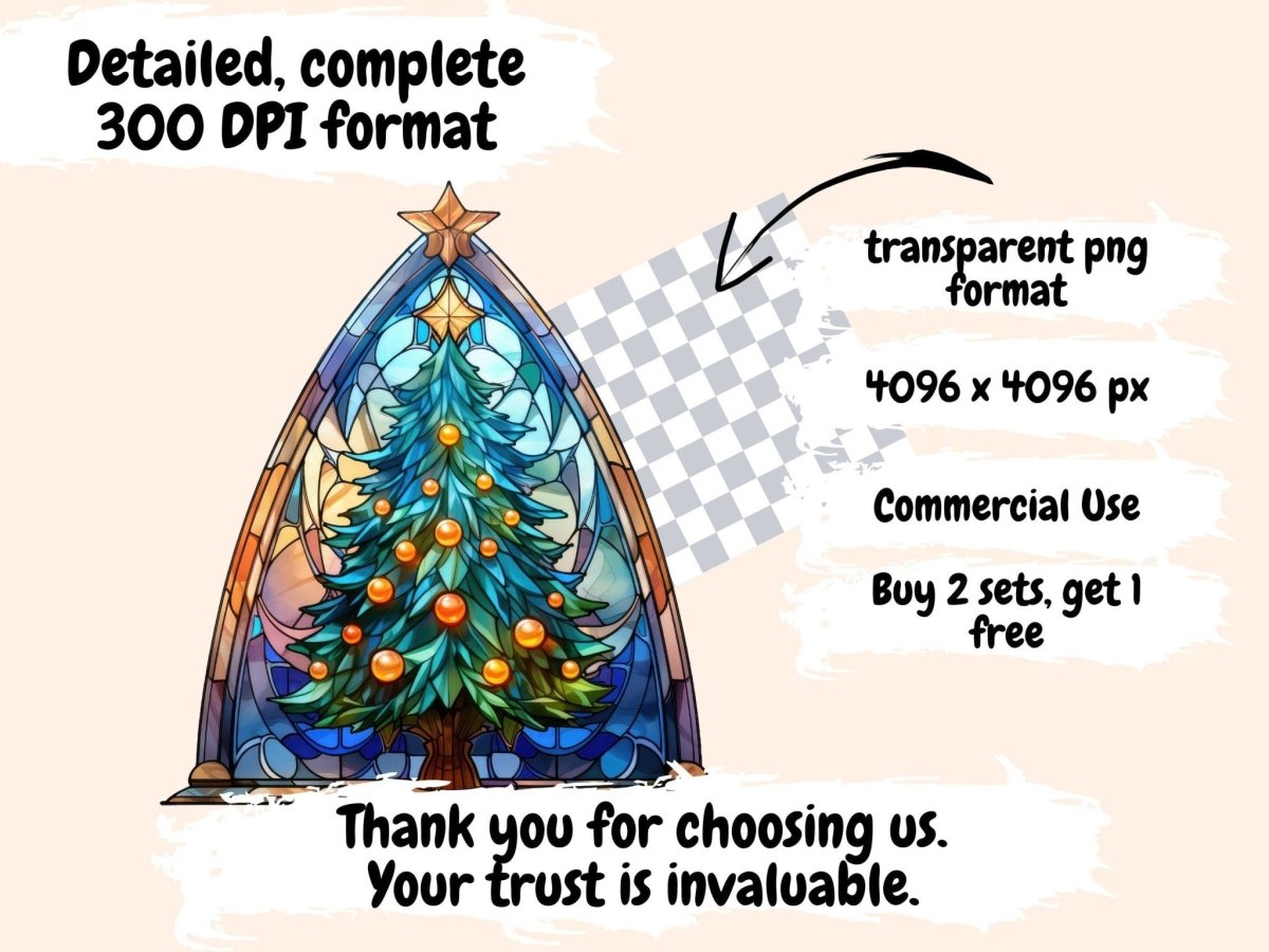 Christmas Stained Glass Watercolor Clipart christmas prints - Wonders Artist