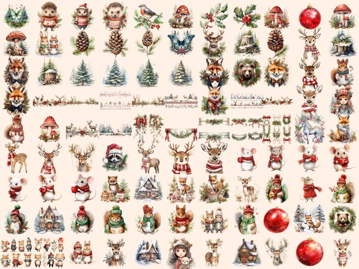 Christmas Woodland Watercolor Clipart christmas animal png - Wonders Artist