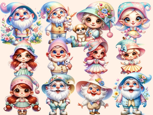 Clipart di Gnomi Colorati