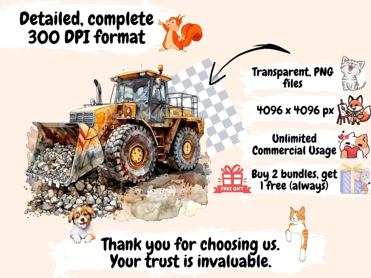 Construction Vehicles Watercolor Clipart builder clipart - Wonders Artist