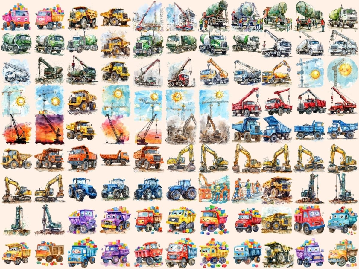 Construction Vehicles Watercolor Clipart builder clipart - Wonders Artist