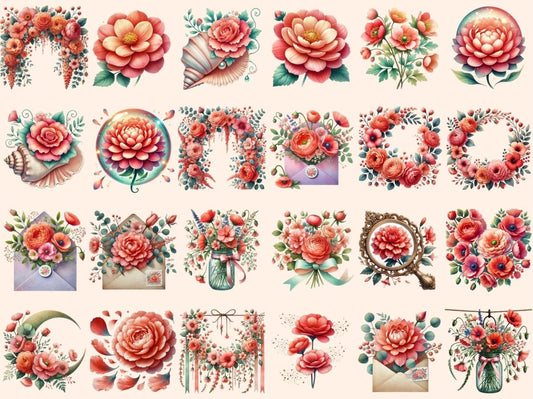Clipart de flores coral