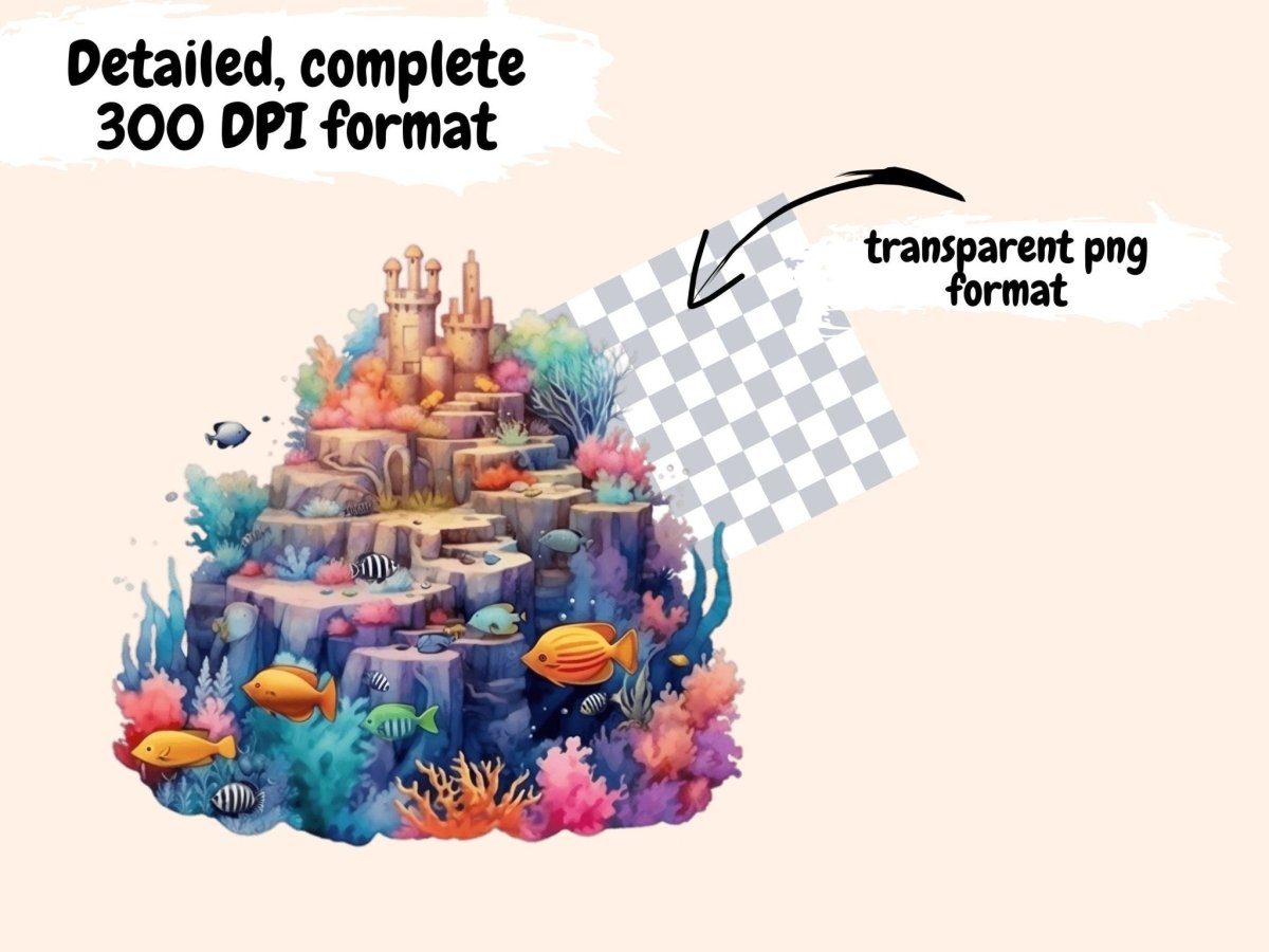 Coral Reefs Watercolor Clipart coral reef art - Wonders Artist