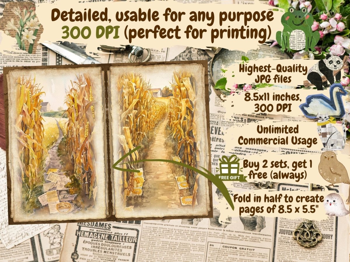 Countryside Farm Journal Pages (P2) Barnyard Stationery - Wonders Artist