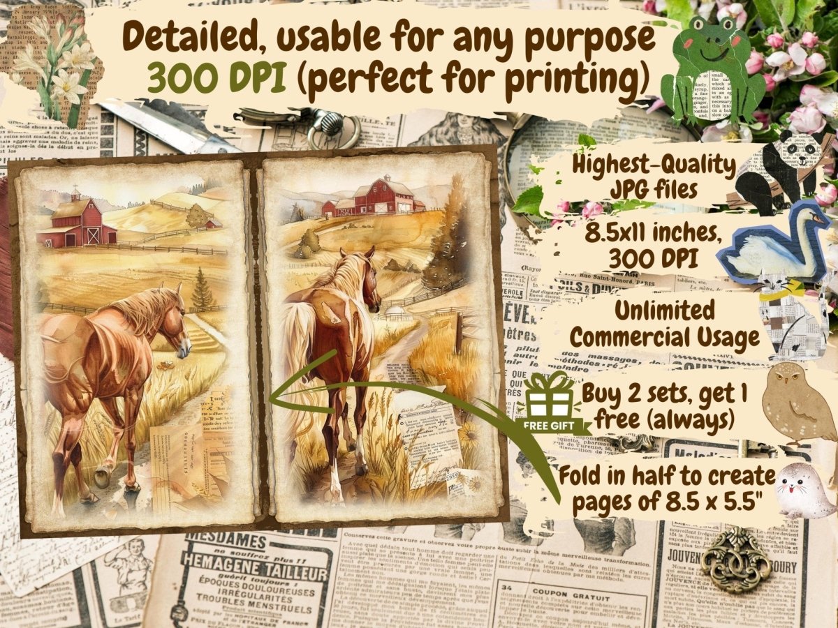 Countryside Farm Journal Pages (P4) Barnyard Stationery - Wonders Artist