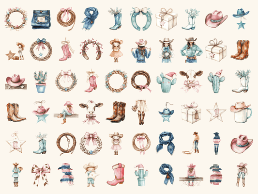 Cowgirl Christmas Watercolor Clipart