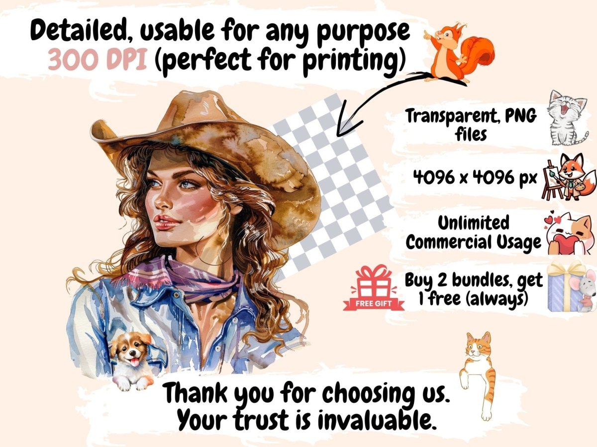 Cowgirls Watercolor Clipart cowgirl clipart - Wonders Artist