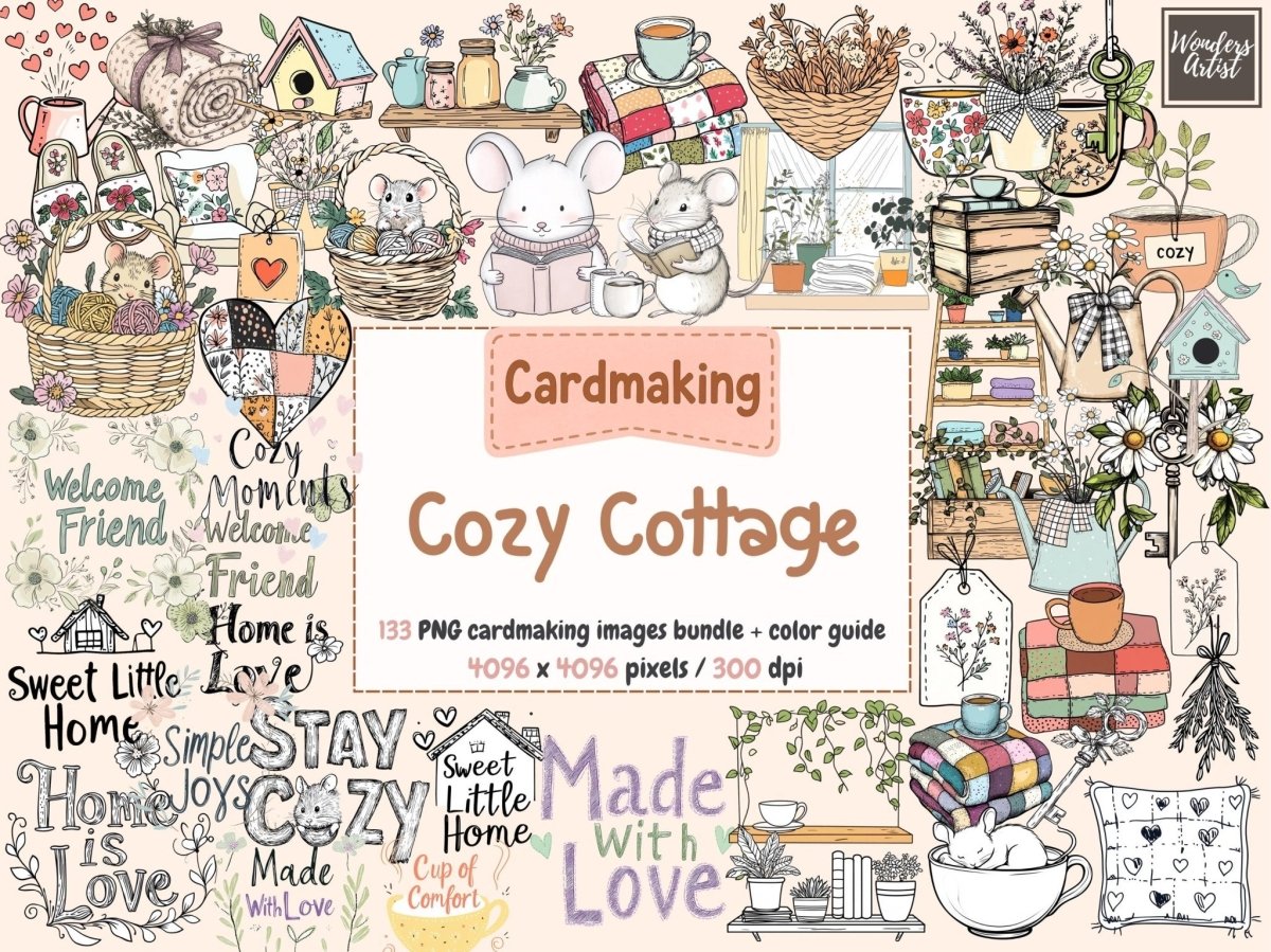 Cozy Cottage Cardmaking Clipart - 133 PNG Cottagecore Graphics, Cute ...