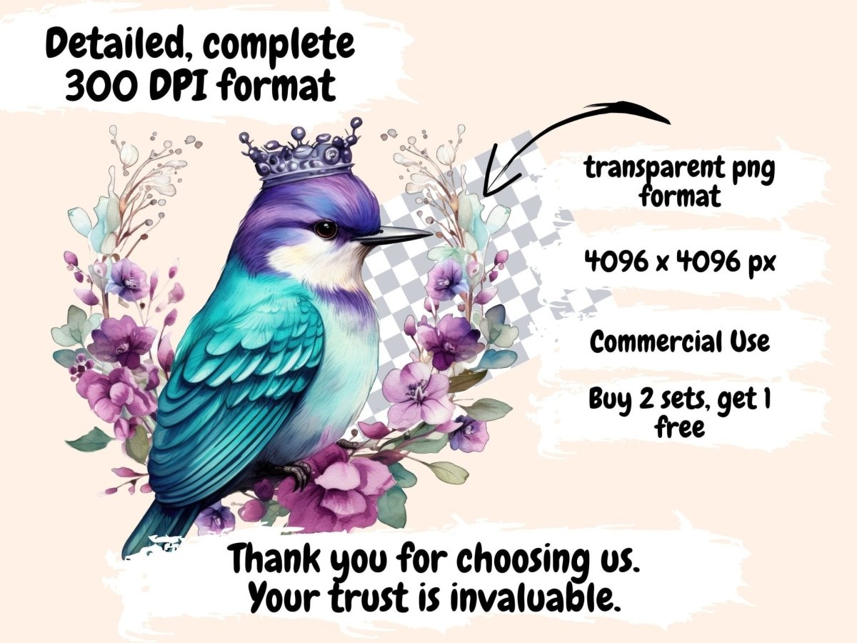 Crowned Birds Watercolor Clipart beautiful bird png - Wonders Artist