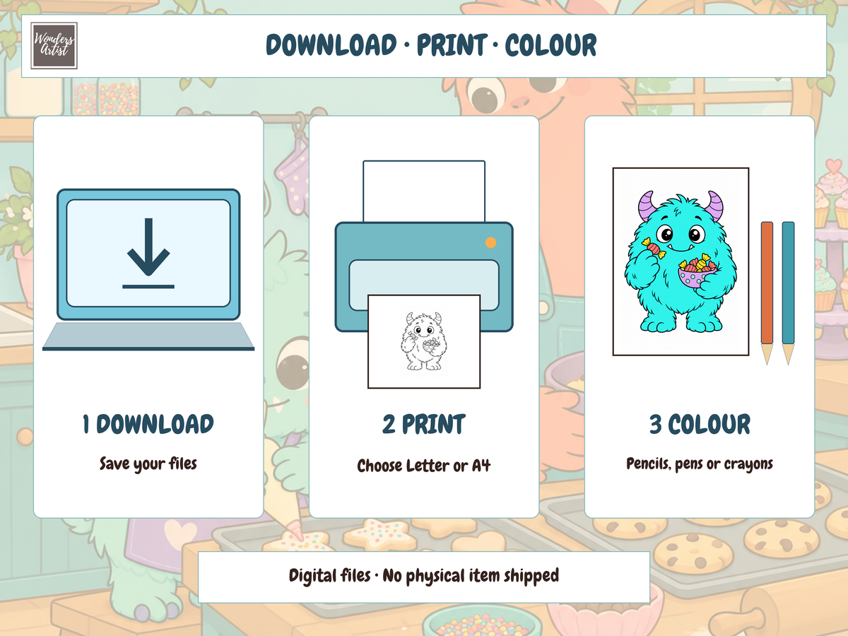 Cute Little Monsters Coloring Book — digital download