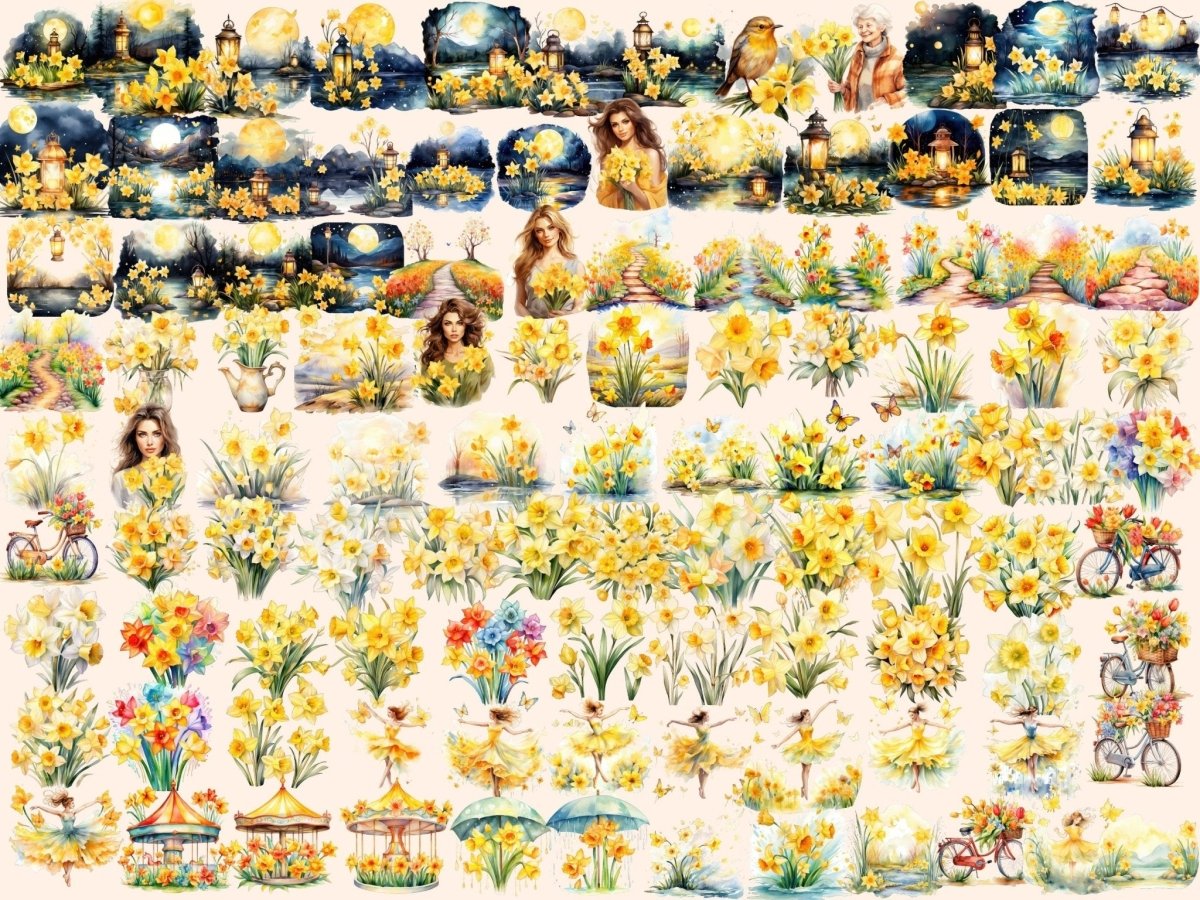 Daffodil Flowers Watercolor Clipart daffodil clipart - Wonders Artist