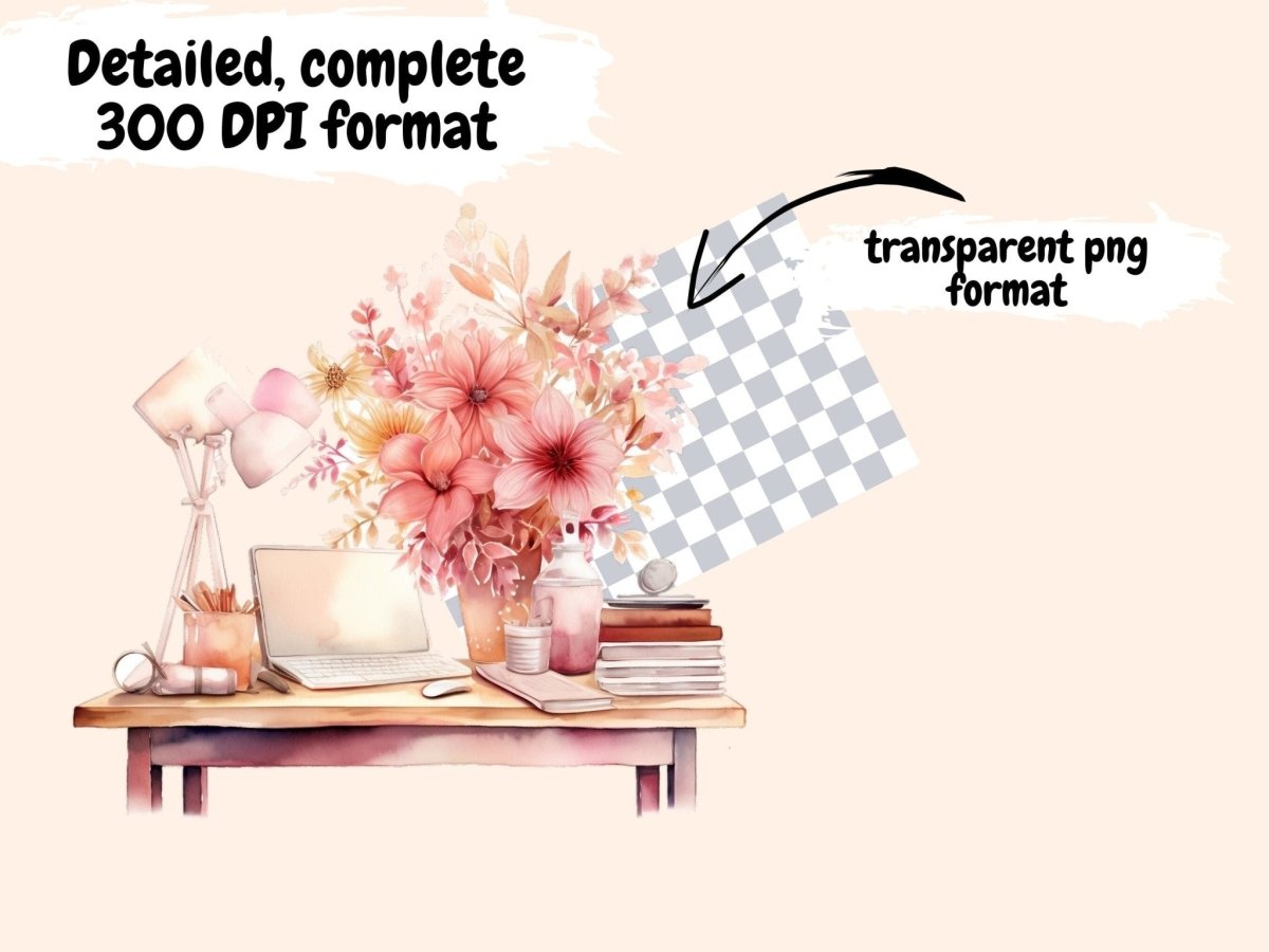 Desk Scenes Watercolor Clipart book clipart - Wonders Artist