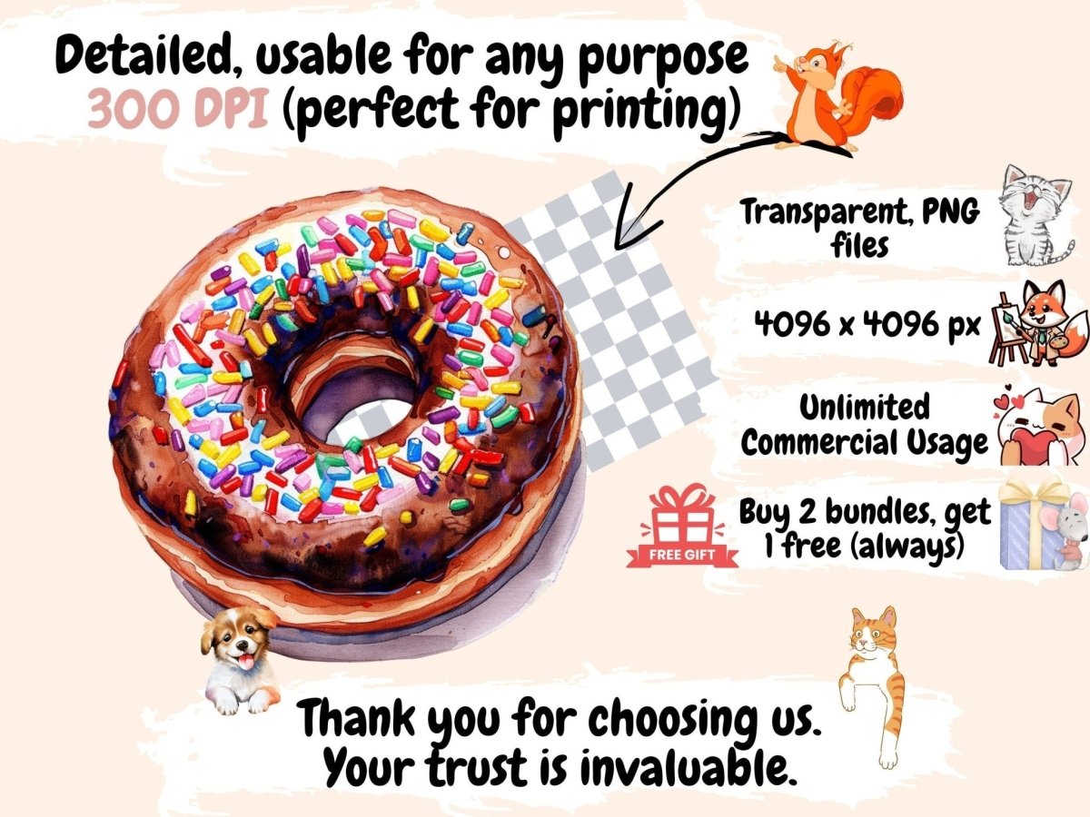 Donuts Watercolor Clipart colorful donuts png - Wonders Artist