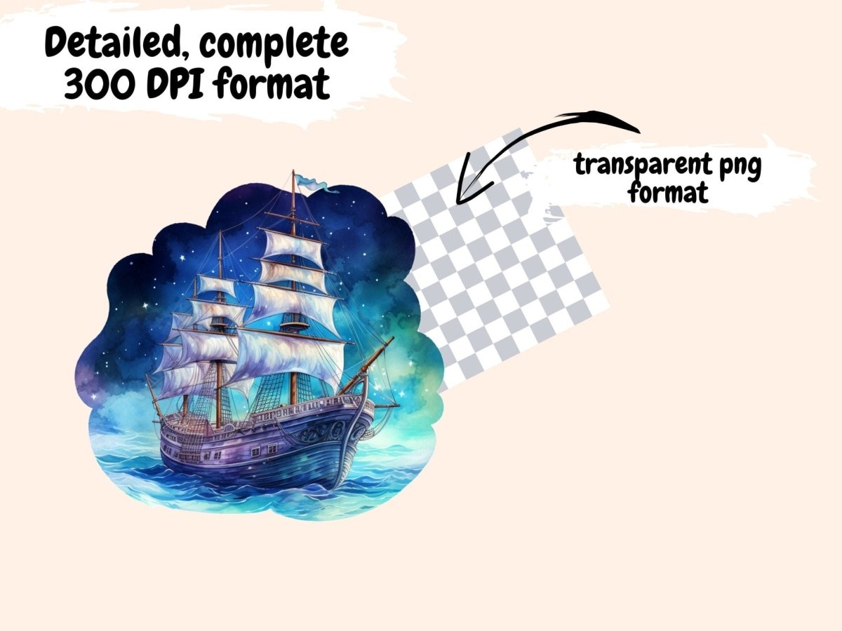 Dreamy Ships Watercolor Clipart baby room clipart - Wonders Artist