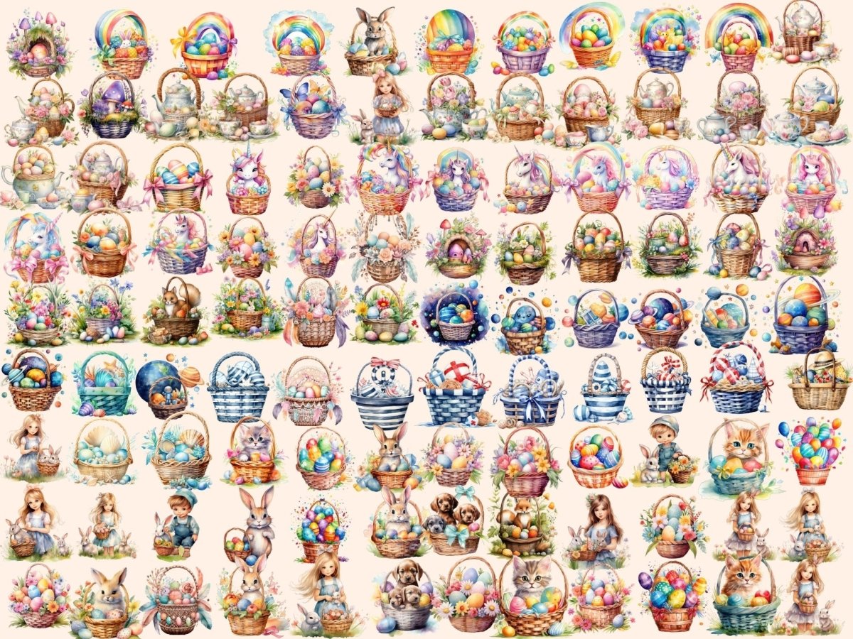 Easter Baskets Watercolor Clipart basket clipart - Wonders Artist