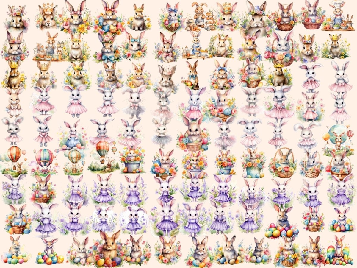 Easter Bunnies Watercolor Clipart bunny clipart - Wonders Artist