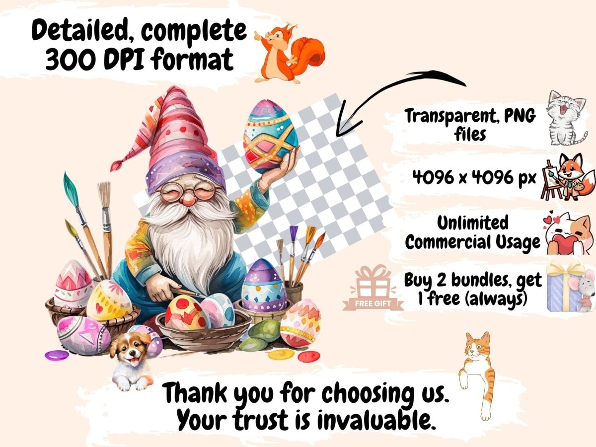 Easter Gnomes Watercolor Clipart easter clipart - Wonders Artist