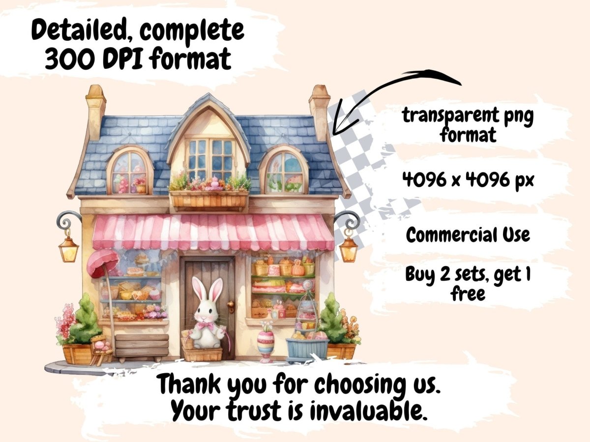 Easter Storefronts Watercolor Clipart easter clipart - Wonders Artist