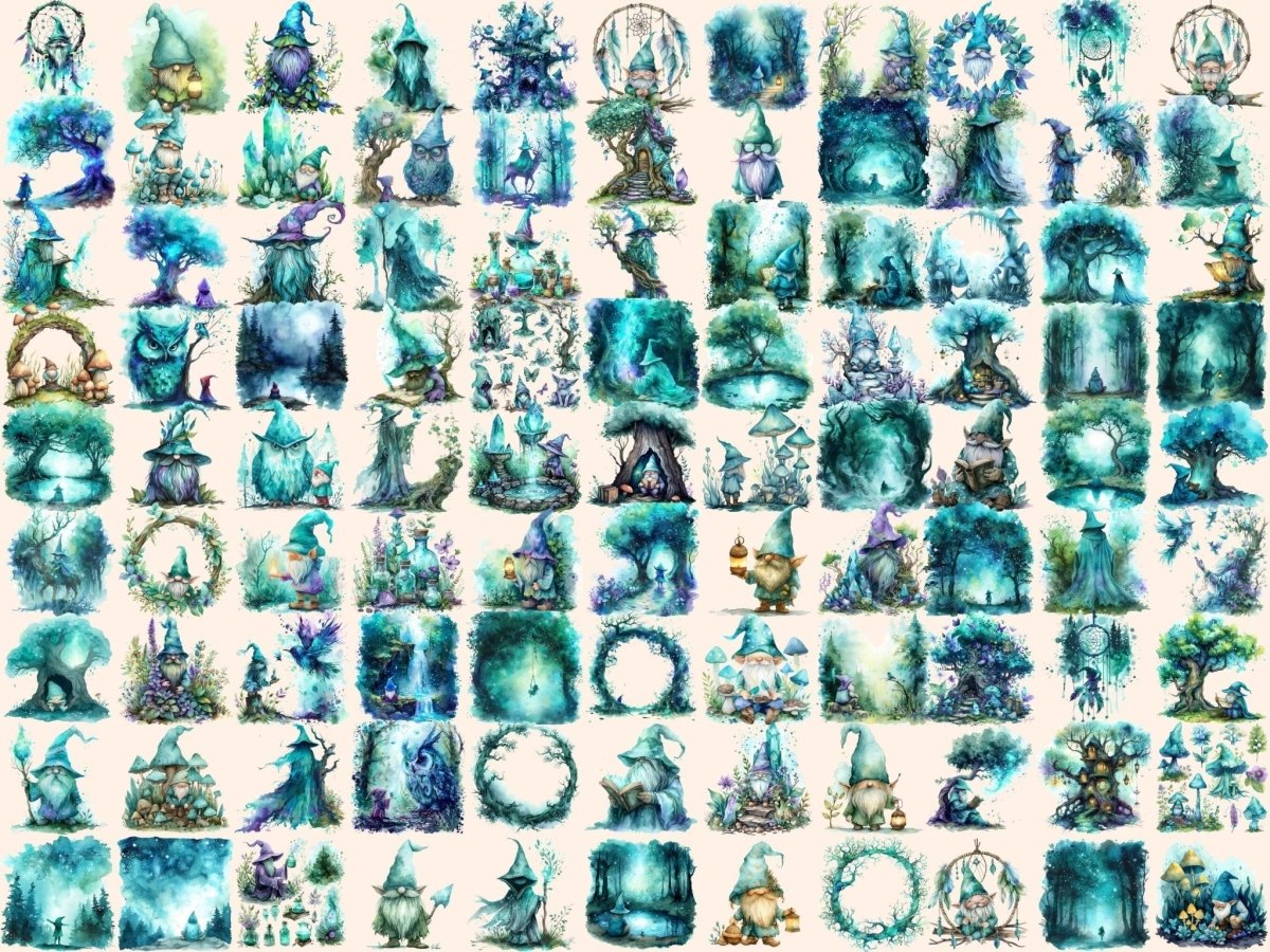 Elderwood Gnomes Watercolor Clipart elder gnome clipart - Wonders Artist