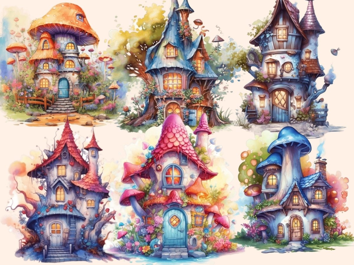 Fairy Houses Watercolor Clipart fairy clipart - Wonders Artist