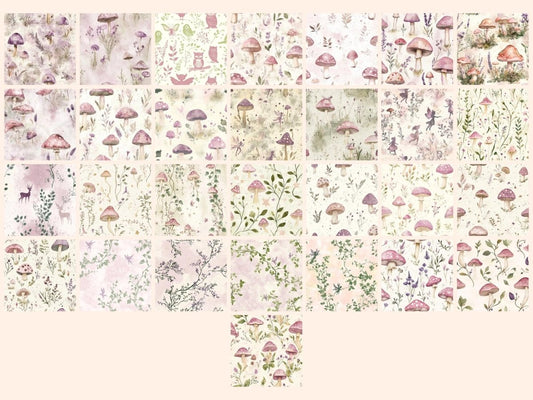 Papel Digital de Padrão Sem Costura Florestas de Contos de Fadas