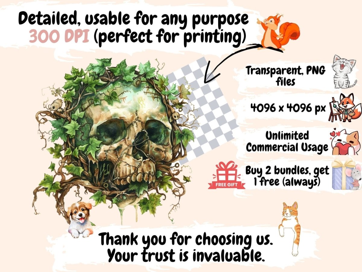 Fantasy Skulls Watercolor Clipart fairytale skull png - Wonders Artist