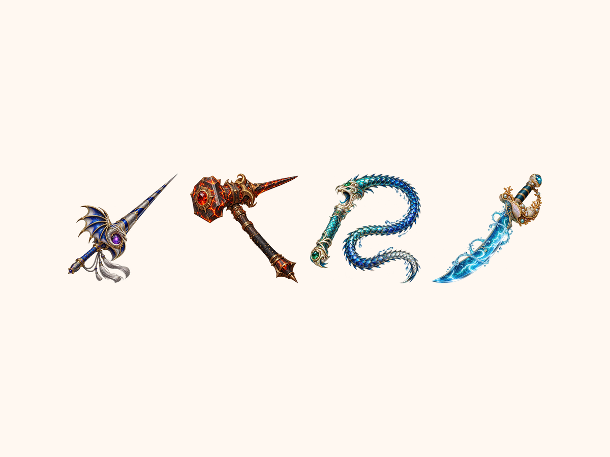 Fantasy Weapons Clipart — preview grid 8