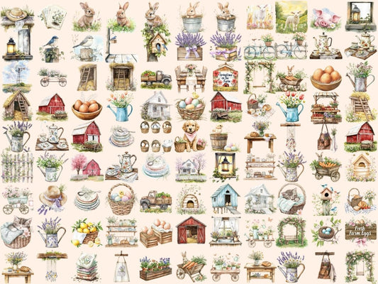 Clipart Acquerello Primaverile di Fattoria