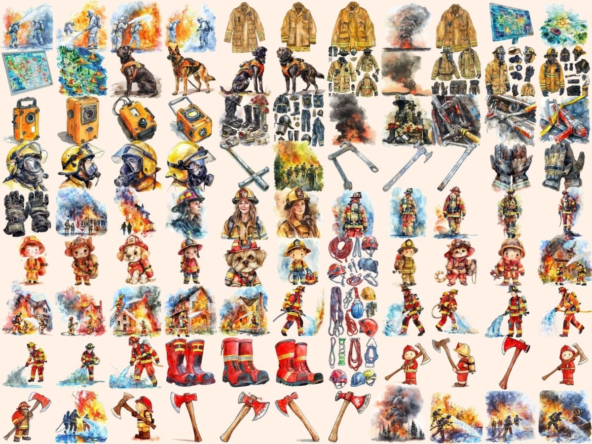 Firefighters Watercolor Clipart emergency clipart - Wonders Artist