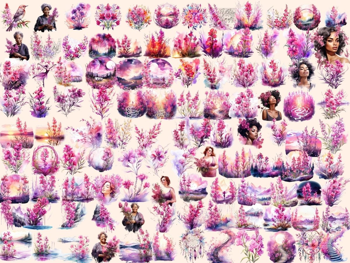 Fireweed Flowers Watercolor Clipart fire weed clipart - Wonders Artist