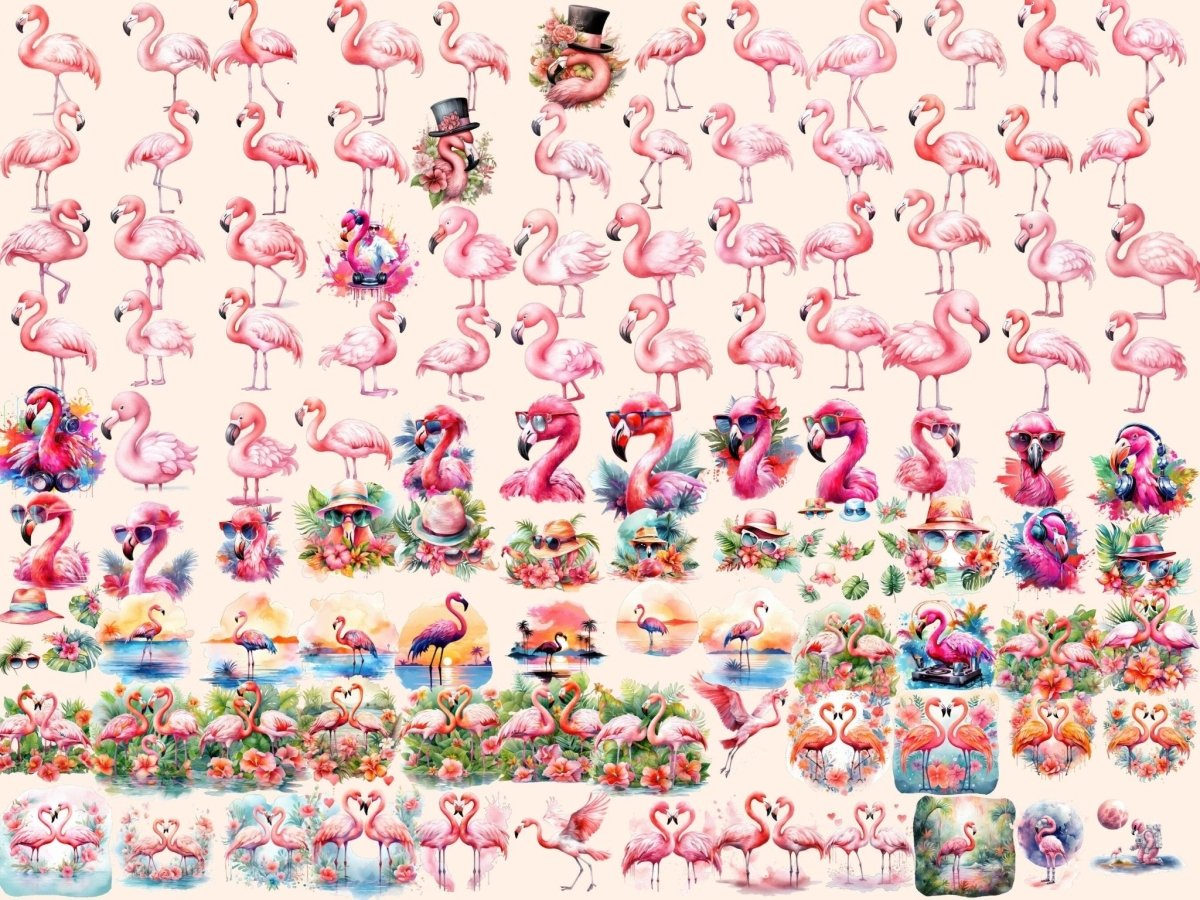 Flamingos Watercolor Clipart adorable flamingo - Wonders Artist