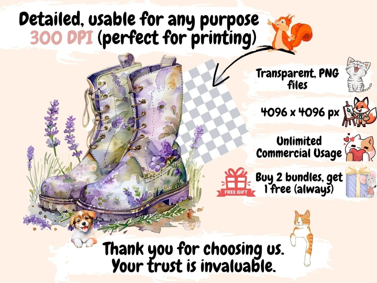 Floral Boots Watercolor Clipart boots clipart - Wonders Artist