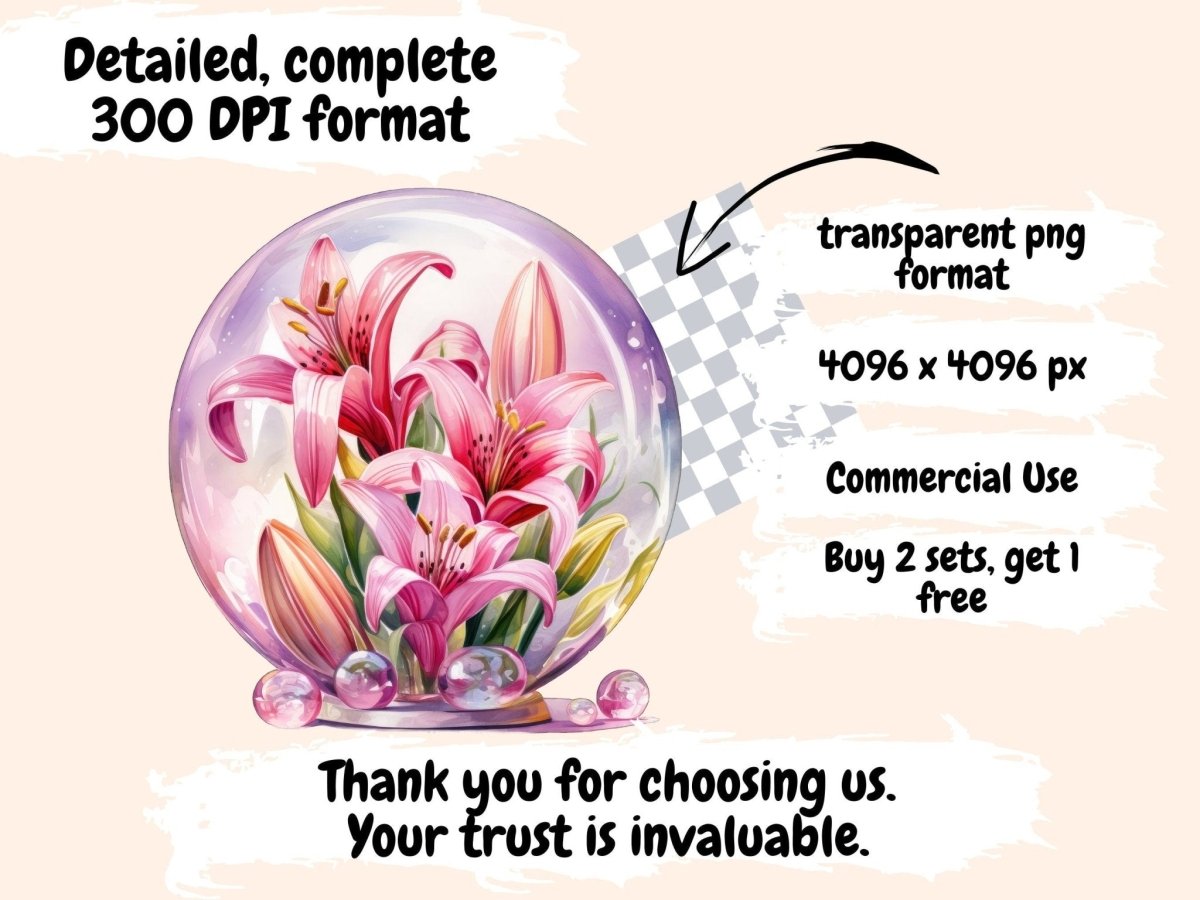 Floral Crystal Balls Watercolor Clipart floral clipart - Wonders Artist