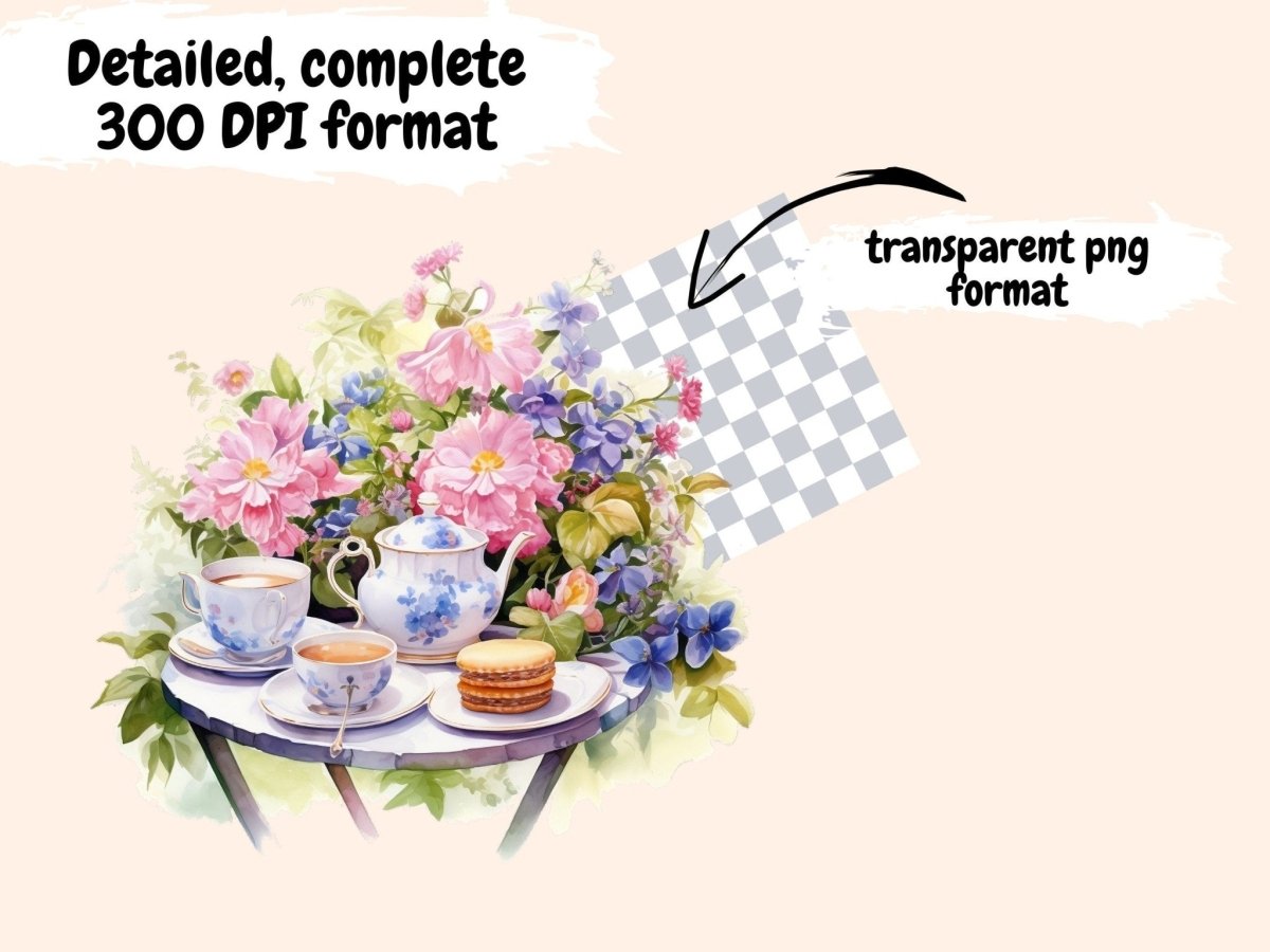 Floral Tea Watercolor Clipart cottagecore clipart - Wonders Artist