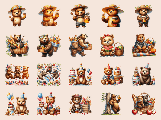 Forest Bear Picnic Clipart