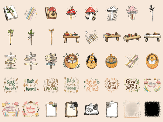 Clipart para hacer tarjetas de escuela en el bosque