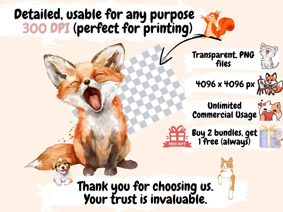 Foxes Watercolor Clipart baby fox clipart - Wonders Artist