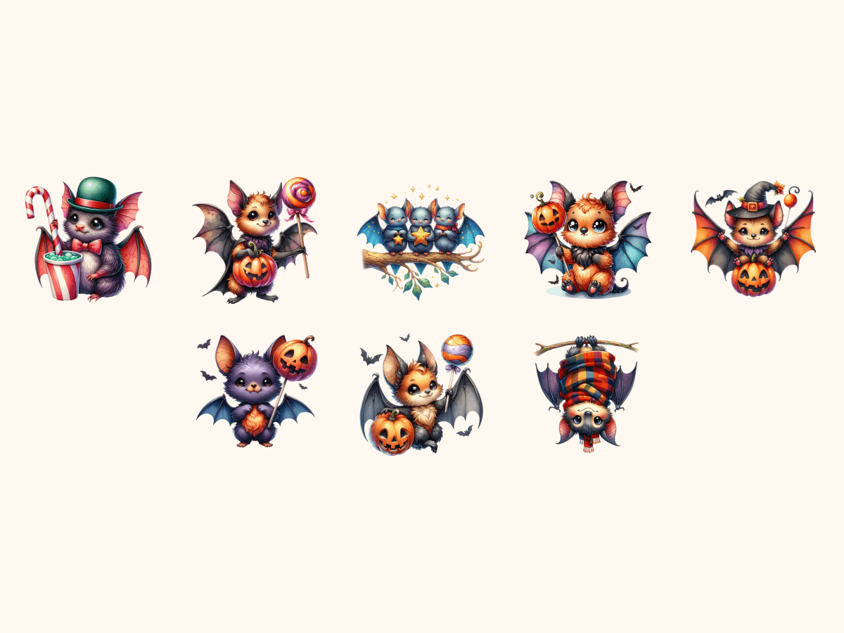 Friendly Bats Clipart All Bundles Clipart Line Art - WondersArtist